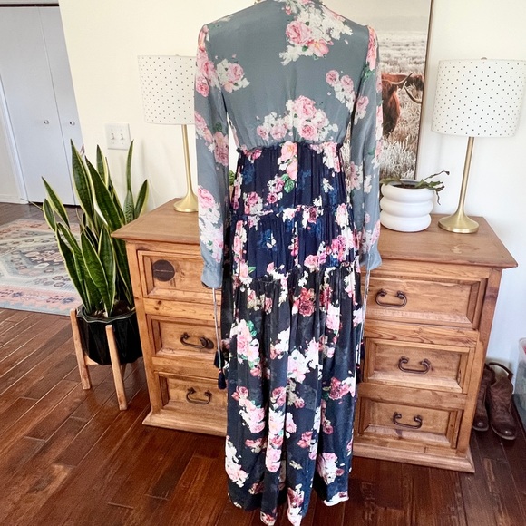 Free People Rare Floral Tiered Mixed Print Maxi Dress XS - Picture 14 of 16